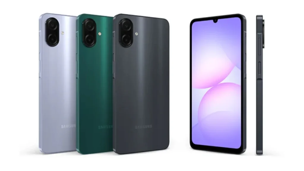 Samsung Galaxy A07 5G smartphone with large display and 6000mAh battery