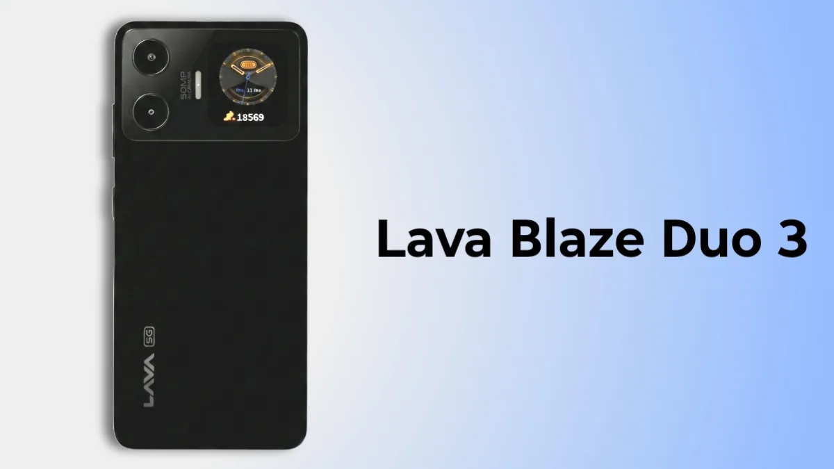 Lava Blaze Duo 3 smartphone with dual AMOLED display, rear secondary screen and 50MP camera design