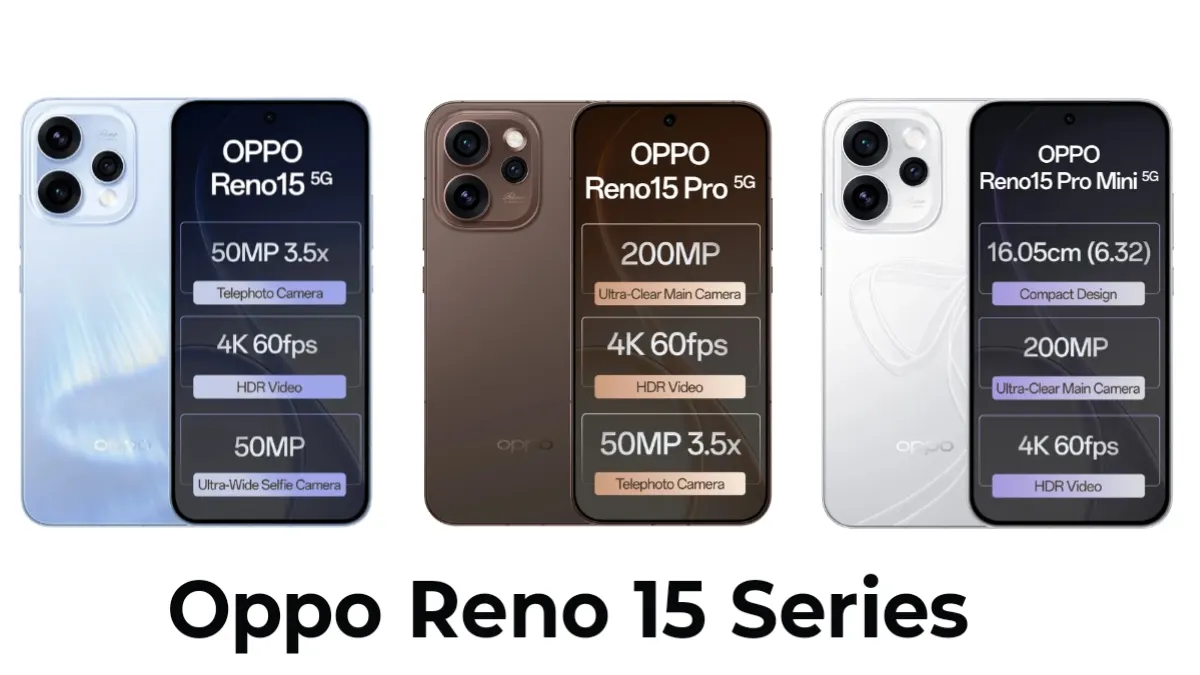 OPPO Reno 15 Series 5G স্মার্টফোন—Reno 15, Reno 15 Pro ও Reno 15 Pro Mini অফিসিয়াল ডিজাইন