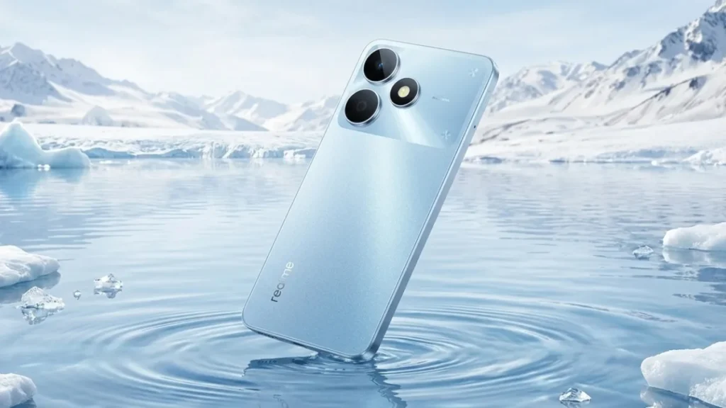 Realme Note 80 official design with Glacier Blue color