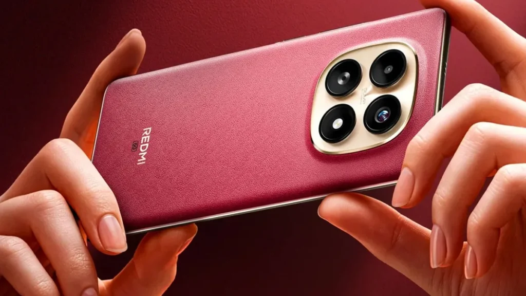 Redmi Note 15 5G Special Edition crimson red vegan leather design smartphone launching in India on 2 April