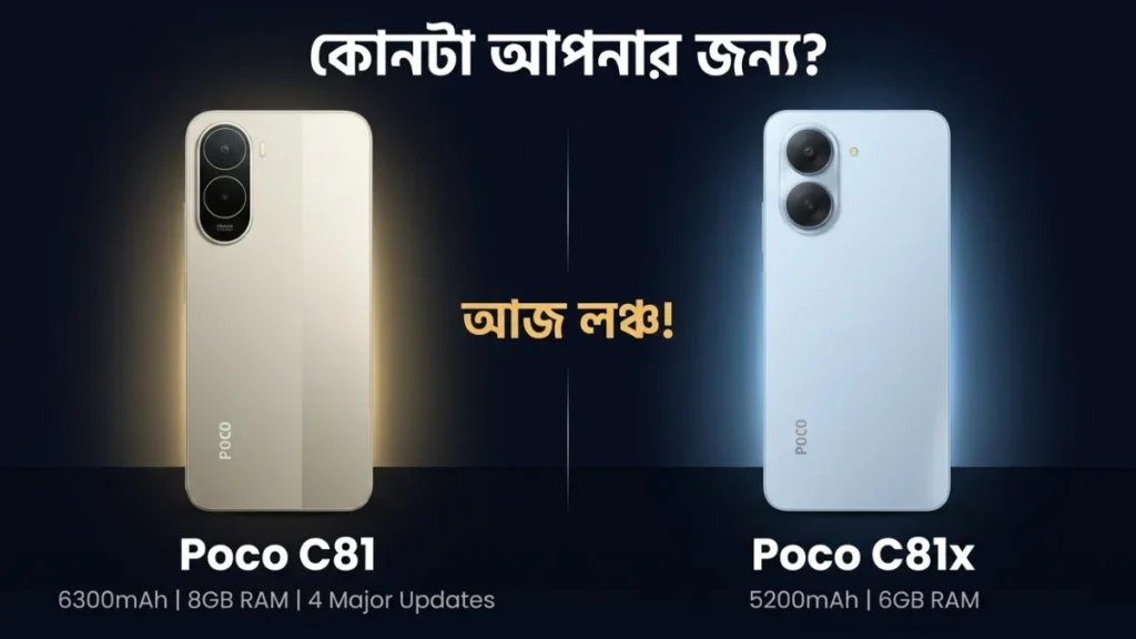 Poco C81 ও Poco C81x India Launch — 6300mAh ব্যাটারি বাজেট স্মার্টফোন ভারতে লঞ্চ