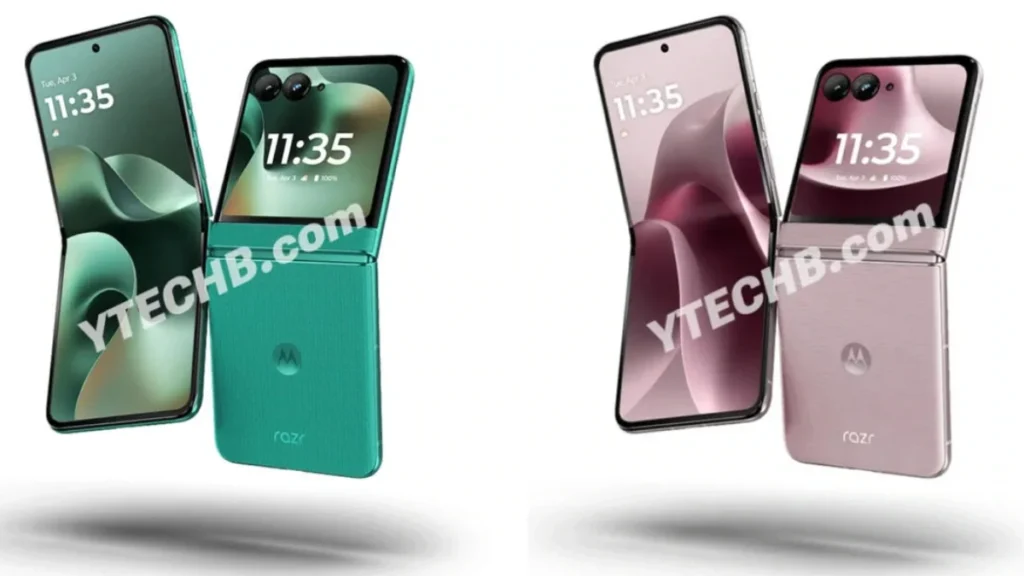 Motorola Razr 70 foldable smartphone leaked render design with dual display and color options