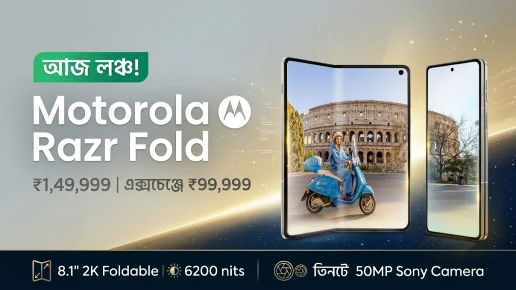 Motorola Razr Fold India Launch ₹1,49,999 — এক্সচেঞ্জে ₹99,999 Sony Camera Foldable Display