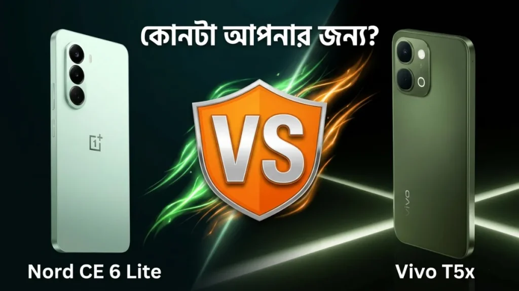 OnePlus Nord CE 6 Lite vs Vivo T5x তুলনা — কোনটা কিনবেন বাজেট ফোন ভারত 2026