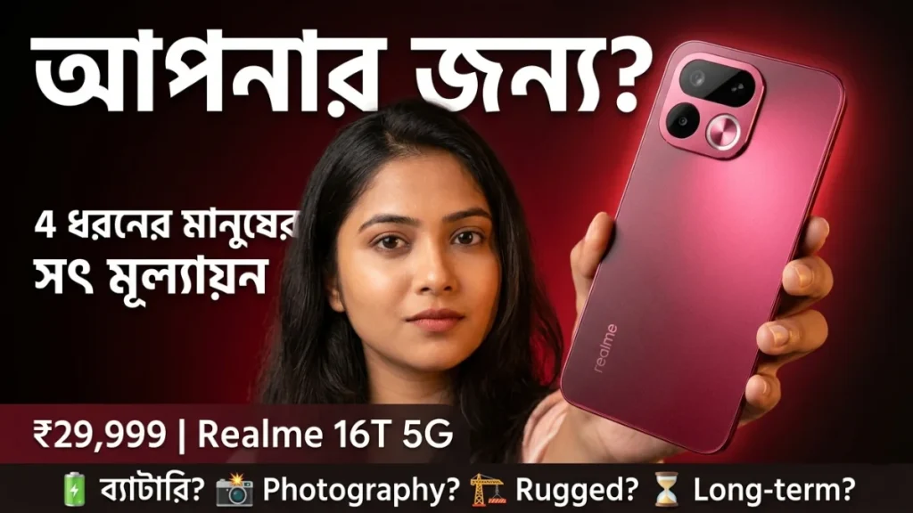 Realme 16T 5G কি আপনার জন্য — ব্যাটারি, Photography Rugged Long-term 4 ধরনের ব্যবহারকারী সৎ মূল্যায়ন