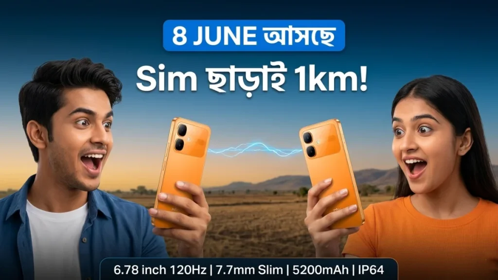 Infinix Smart 20 লঞ্চ 8 June Ultra Link, 1km কথা Sim ছাড়াই 120Hz 7.7mm পাতলা 5200mAh Cloudline Blue Polaris Titanium