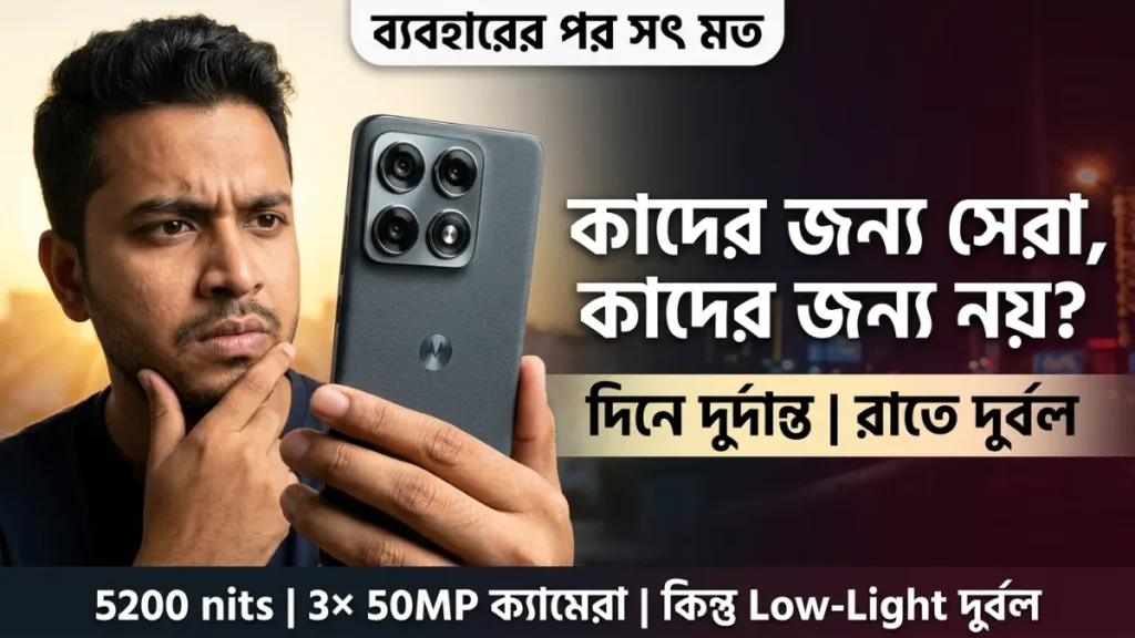 Motorola Edge 70 Pro Plus who should who should consider this phone honest review after use day photography good low light camera weak 5200 nits display Pantone Zinfandel persona guide bengali