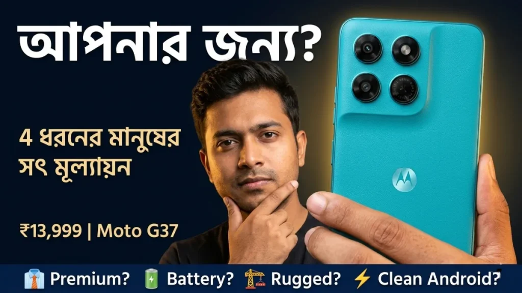 Moto G37 কি আপনার জন্য — Premium Battery Rugged Clean Android ৪ ধরনের ব্যবহারকারী সৎ মূল্যায়ন