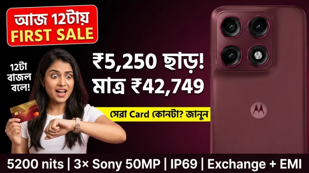 Motorola Edge 70 Pro+ first sale 11 June 12pm Flipkart ₹5,250 off Flipkart Axis Credit Card effective price ₹42,749 exchange offer EMI 5200 nits Sony Periscope Pantone Zinfandel