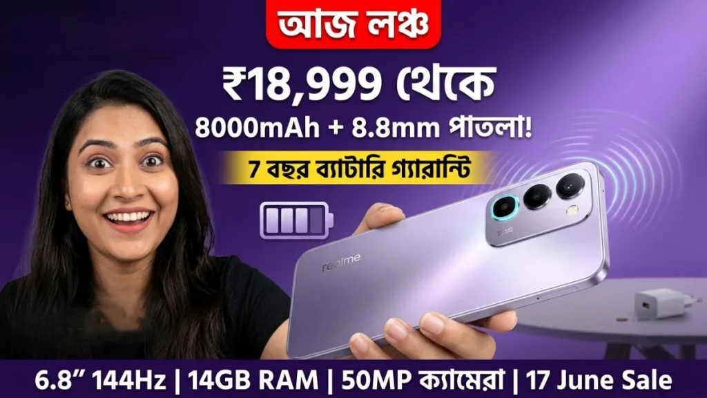 Realme P4R 5G launch India ₹18,999 8000mAh battery 8.8mm slim 6.8 inch 144Hz