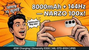 realme NARZO 100x 5G launch India 15 July 8000mAh battery 144Hz 1200nits display 45W charging Dimensity 6300 MIL-STD-810H IP65 AI Pulse Light